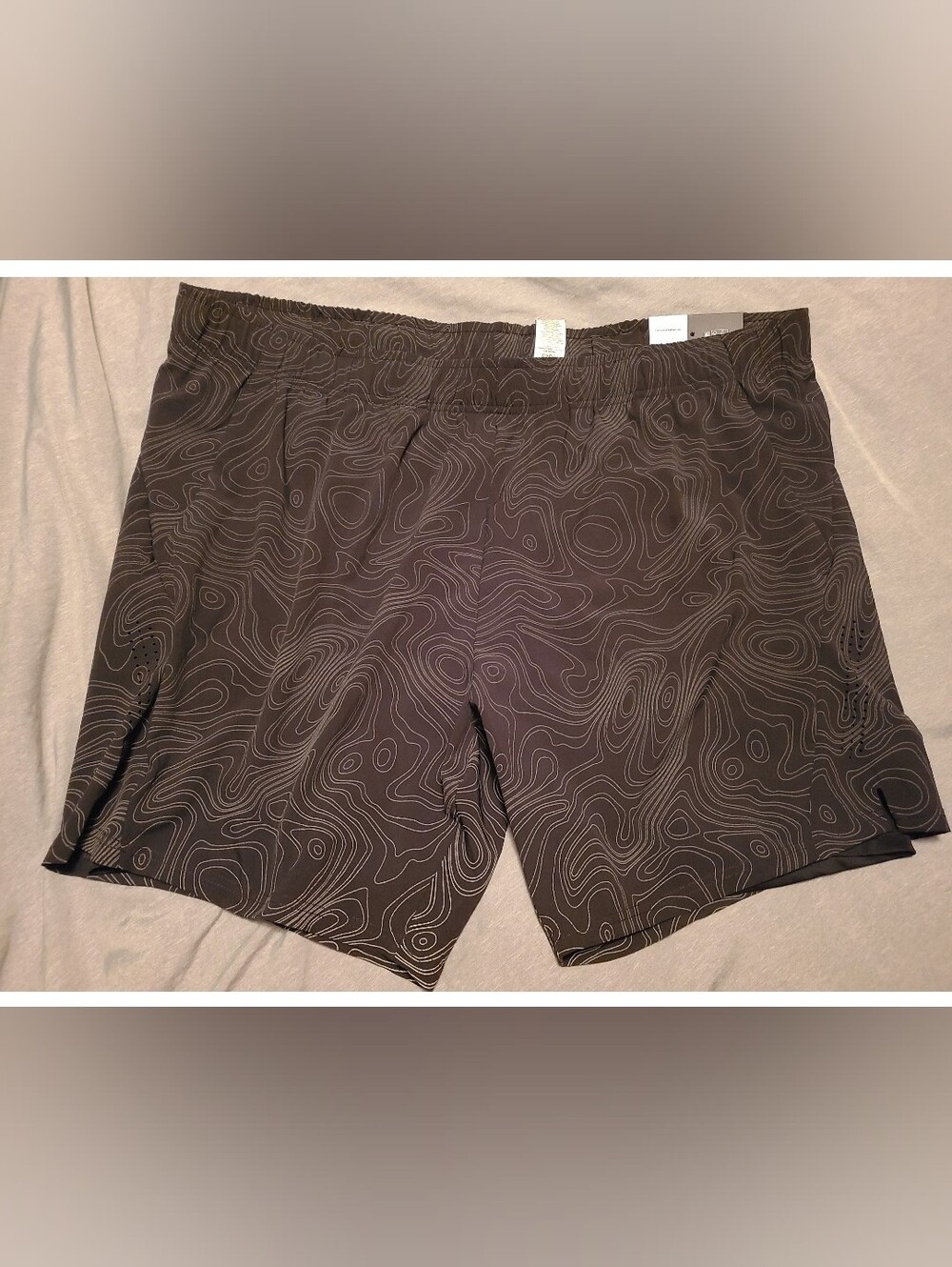New Athletic Works Black Topographic-Print Athletic Shorts 3X (48-50) 8" Inseam